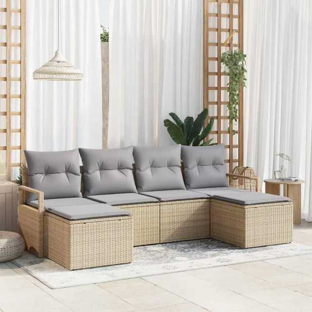 vidaXL Bankstel 6 st Beige poly rattan, foto 2