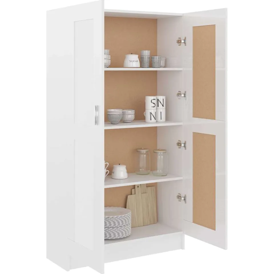 vidaXL Boekenkast 82,5x30,5x150 cm bewerkt hout hoogglans wit