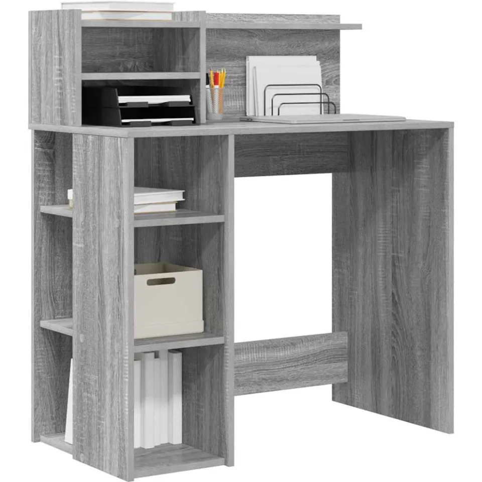 vidaXL Bureau Grijs Sonoma 90 x 48 x 101,5 cm Bewerkt hout