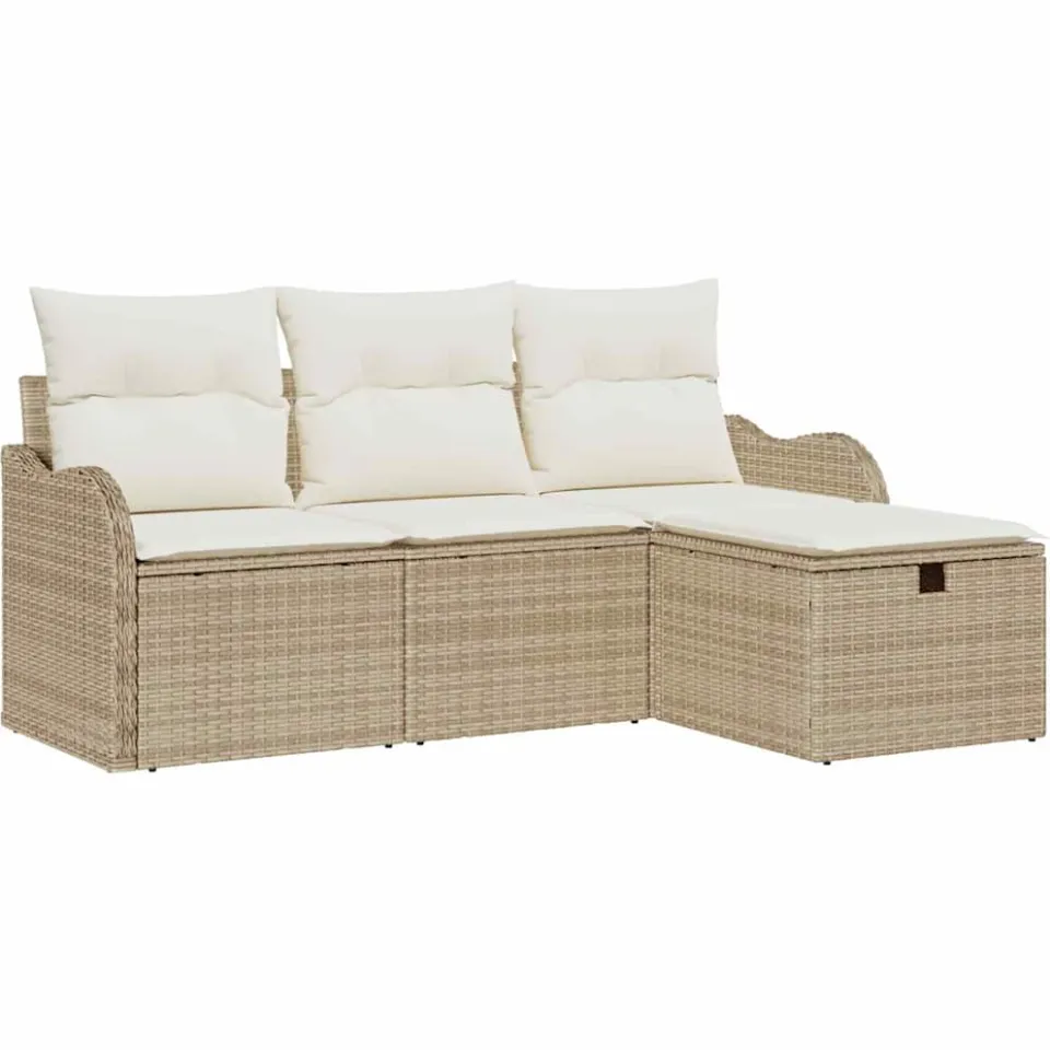vidaXL Tuin Sofa Set 4 st Poly riet Zwart