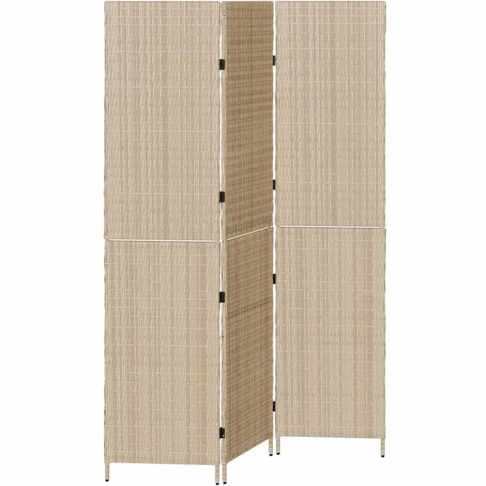 vidaXL Kamerverdeler Beige 147 x 180 cm poly rattan