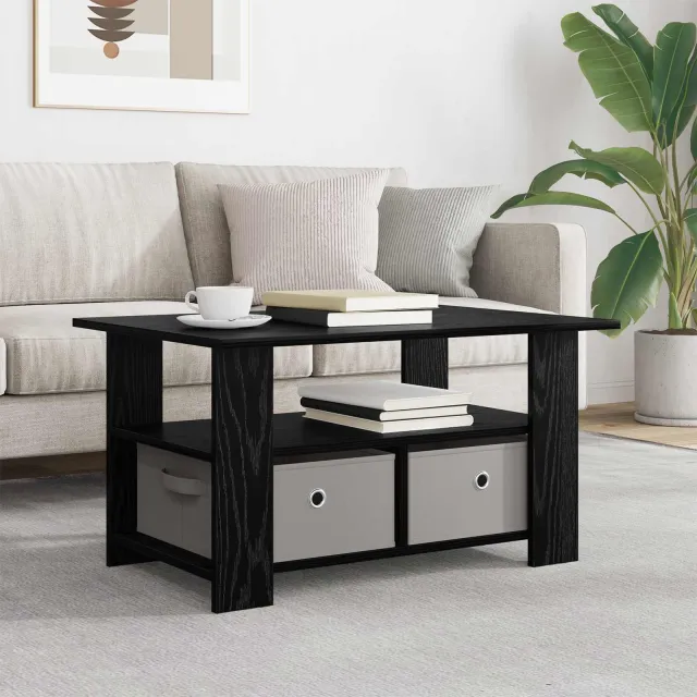 vidaXL Salontafel Zwart Eiken 77 x 55 x 42 cm Bewerkt hout, foto 2