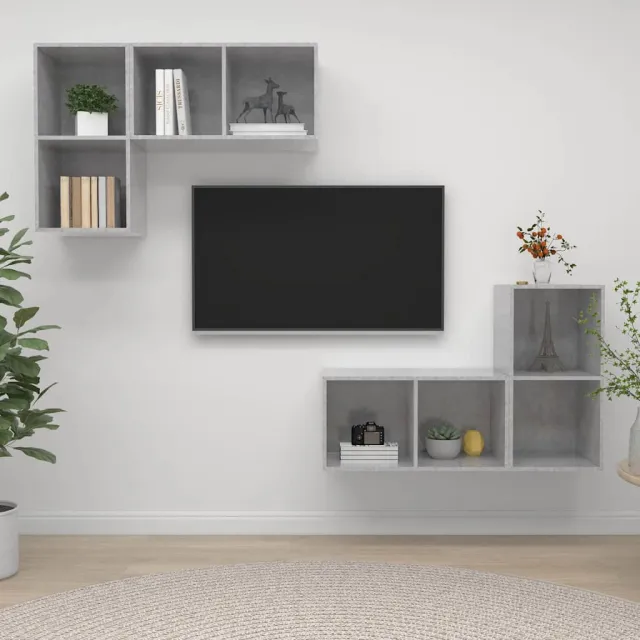 vidaXL Tv-wandmeubelen 4 st bewerkt hout betongrijs grijs, foto 2