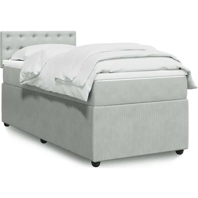 vidaXL Boxspring met matras fluweel lichtgrijs 100x200 cm grijs