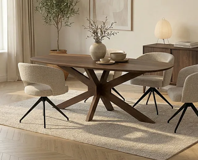 Meubelplaats Eettafel Capricorn Deens ovaal Acacia 240x100x76 cm - Bruin - Houten onderstel - Japandi