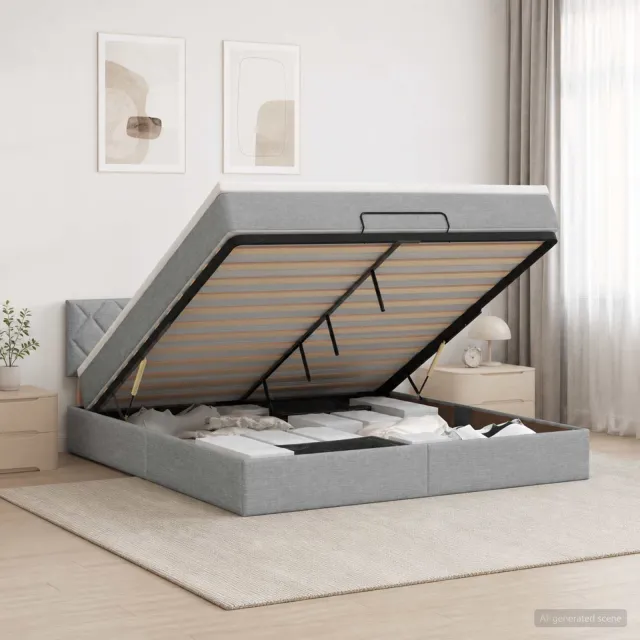 vidaXL Ottoman bed met matras Lichtgrijs 160 x 200 cm Stof
