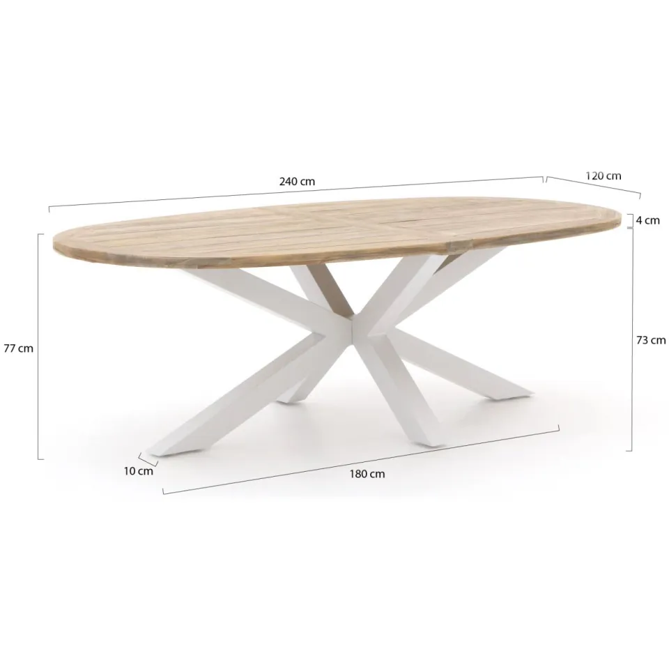 Manifesto Furniture Manifesto Rivola/ROUGH-Y Ellips 240cm dining tuinset 7-delig wit, foto 4