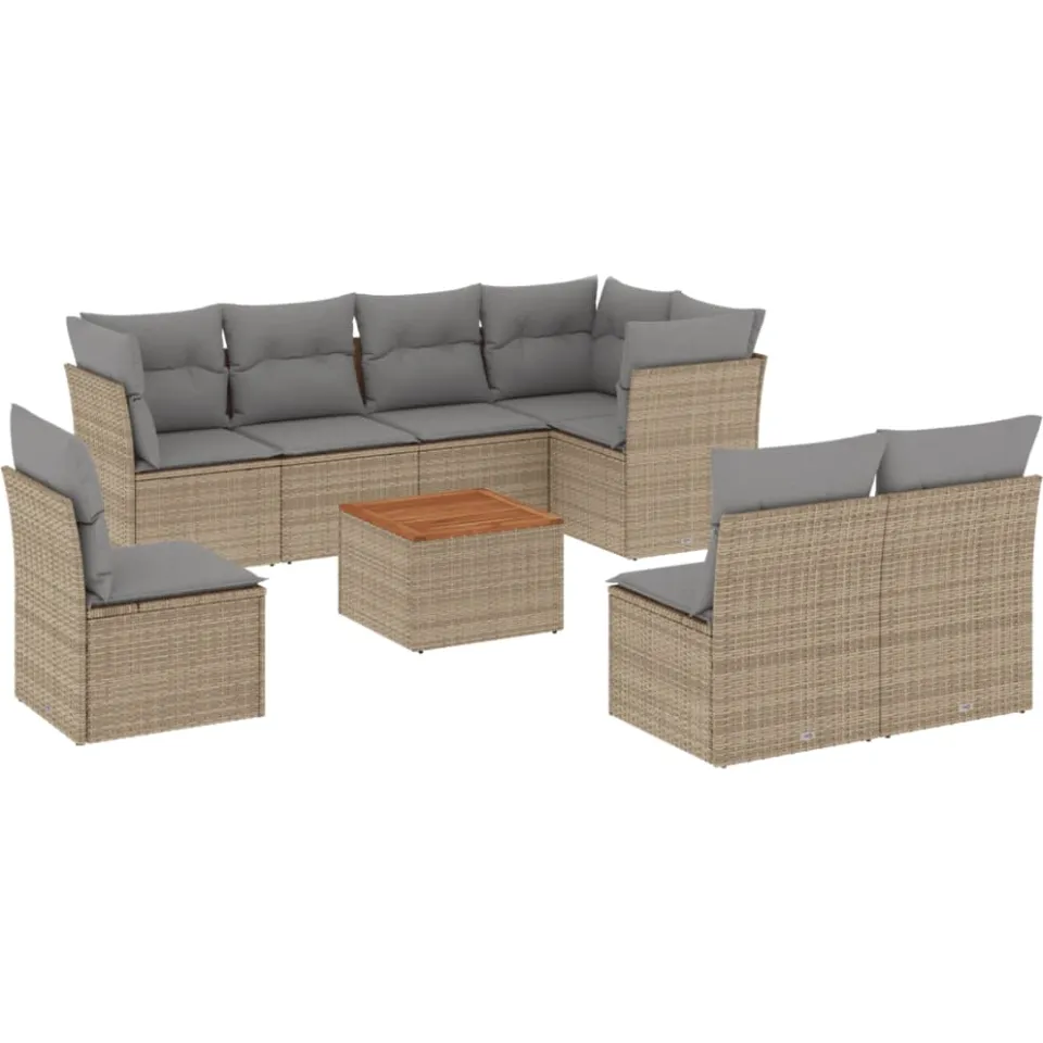 vidaXL Patio Sofa Set 8-zits Mix Beige en Lichtgrijs, foto 3