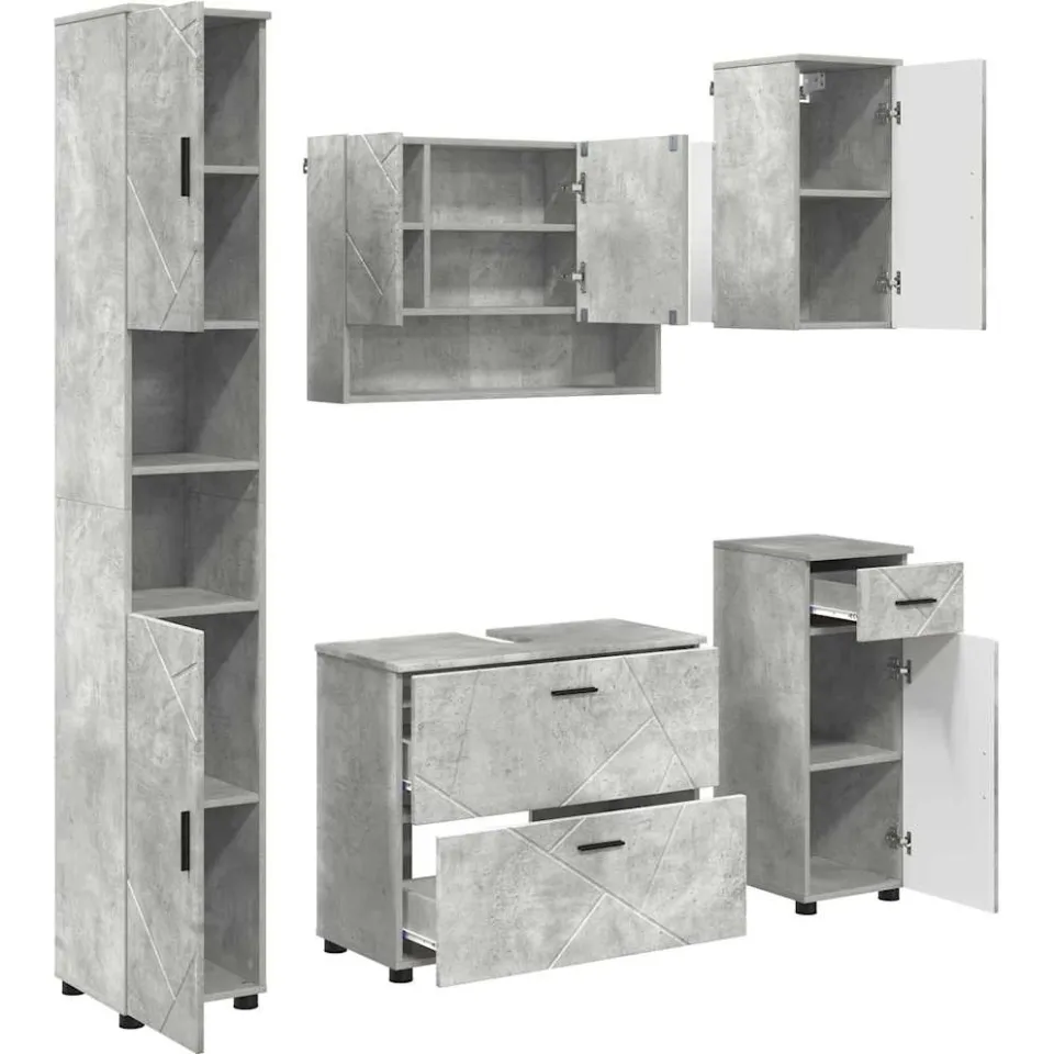 vidaXL Badkamermeubelset 5 st Beton Grijs 35 x 30 x 192 cm, foto 3