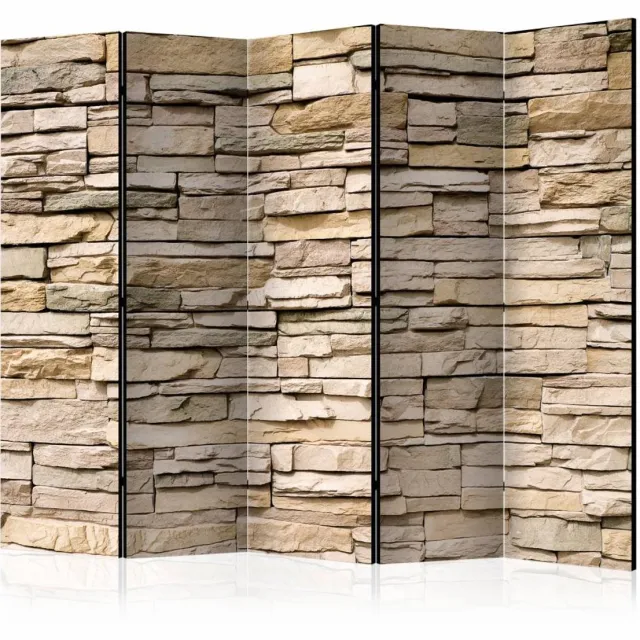 karo-art Vouwscherm / Kamerscherm - Decoratieve stenen 225x172cm , gemonteerd geleverd, dubbelzijdig geprint Multikleur