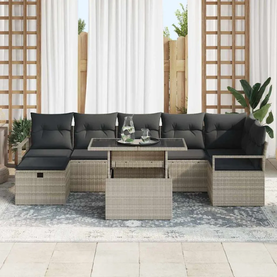 vidaXL Tuin Sofa Set 8 st poly rattan beige, foto 3