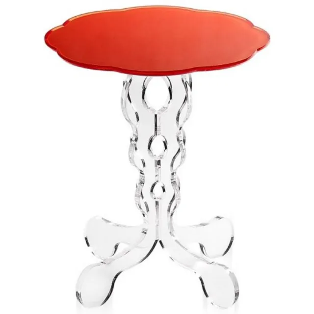 Iplex Design prêt-à-porter Iplex Design Arabesco nachtkastje salontafel in acrylic glas oranje transparante bijzettafel