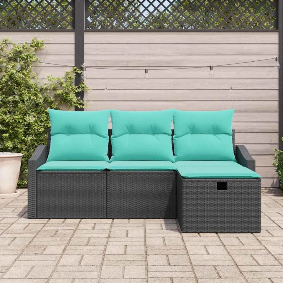 vidaXL Bankstel 4 st Zwart Poly riet, foto 3
