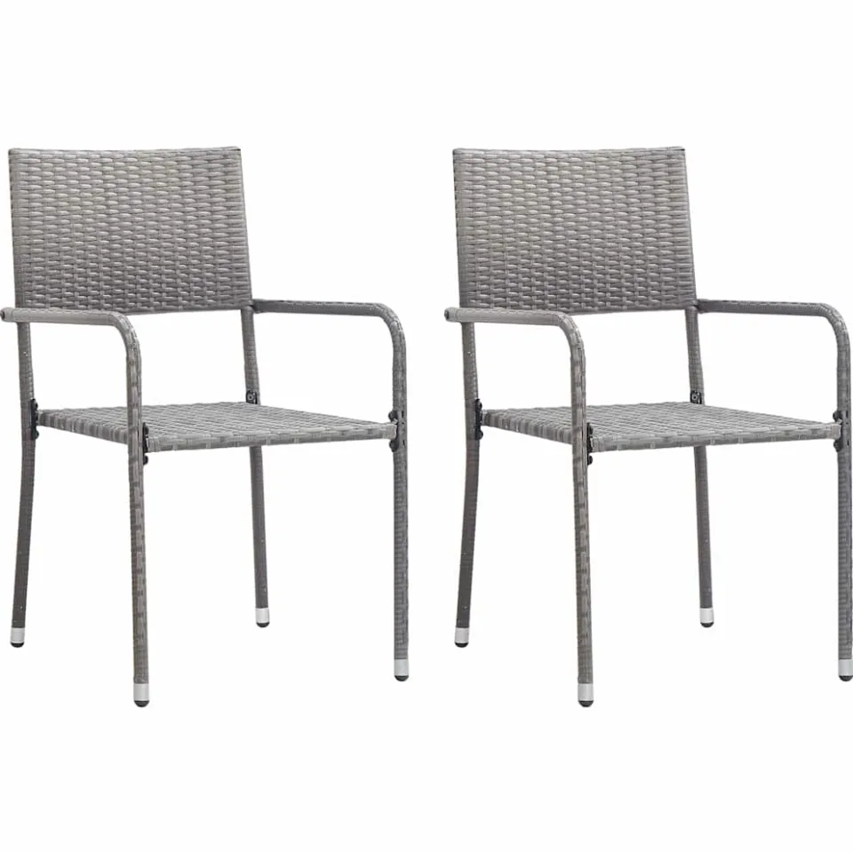 vidaXL 3-delige Tuinset poly rattan en massief acaciahout grijs