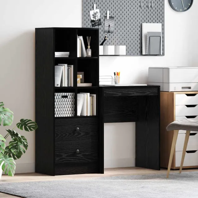 vidaXL Bureau Zwart Eiken 105,5 x 34 x 127 cm 2 st, foto 2