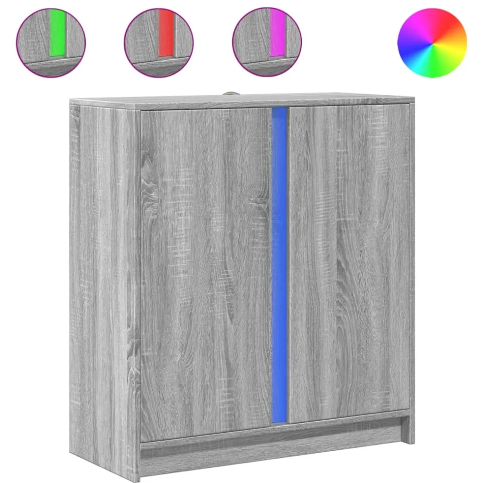 vidaXL Dressoir met LED 77x34x85 cm bewerkt hout grijs sonoma eiken