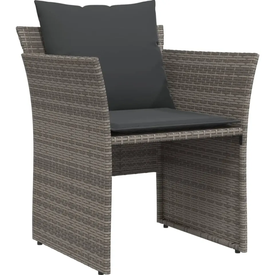 vidaXL Tuinstoel met voetenbank poly rattan grijs, foto 4