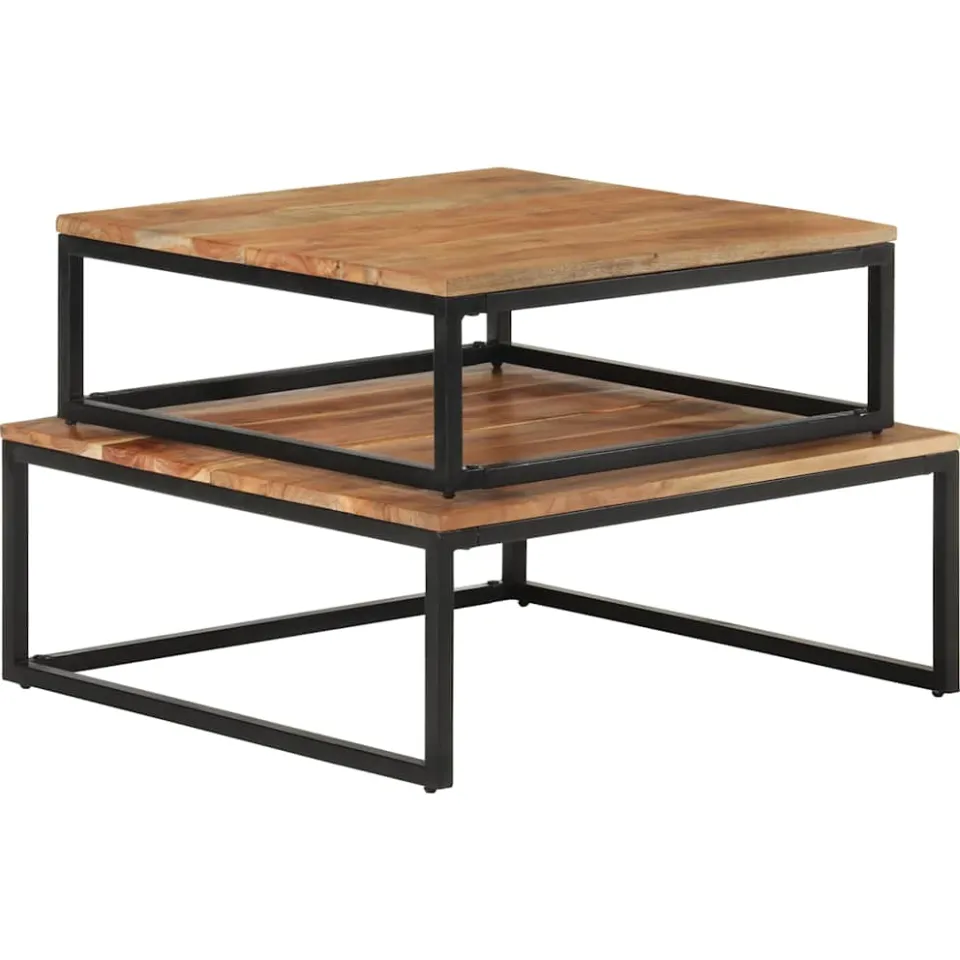 vidaXL 2-delige Salontafelset massief acaciahout bruin, foto 2