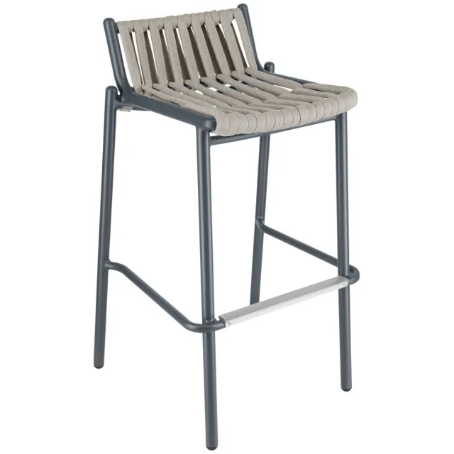 Vega 2x VEGA Barstoel voor buiten Lumaro; 40x42x90 cm (BxDxH); zitting taupe, frame antraciet; 2 stuk / verpakking