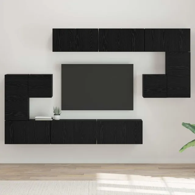 vidaXL Tv-meubelset 10 st 60 x 30 x 30 cm Zwart Eiken