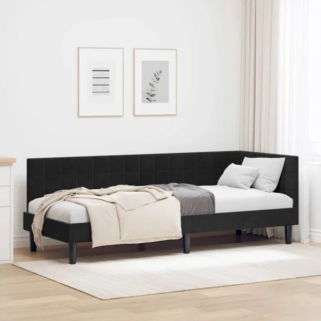 vidaXL Hoekbedframe Zwart 80 x 200 cm fluweel