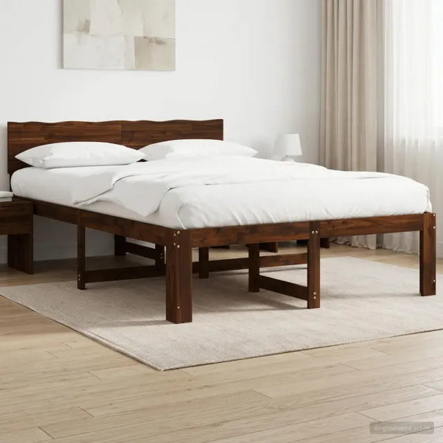 vidaXL Tweepersoonsbed met hoofdeinde ROSTOCK Donkerbruin 150 x 200 cm