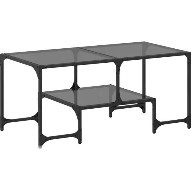 vidaXL Salontafel - met - zwart - glazen - blad - 98,5x50x40 - cm - staal zwart glas