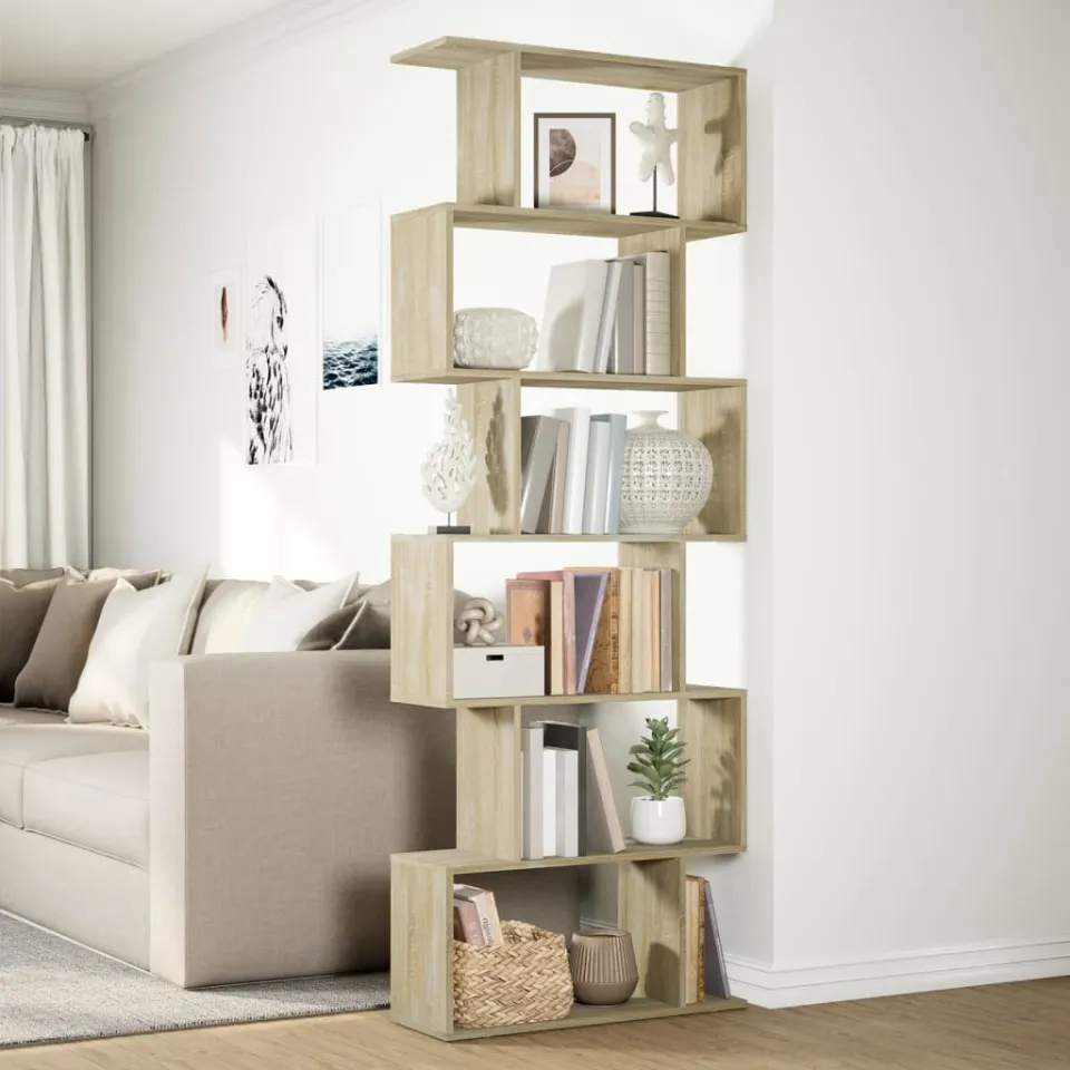 vidaXL Kamerscherm / boekenkast 6-laags 70x24x193 cm hout sonoma eiken, foto 3