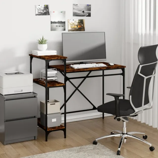 vidaXL Bureau 105x50x90 cm bewerkt hout en ijzer gerookt eikenkleur, foto 2