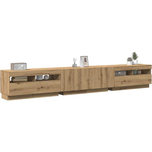 vidaXL Tv-meubel met LED 260x35x40 cm bewerkt hout artisanaal eiken Bruin