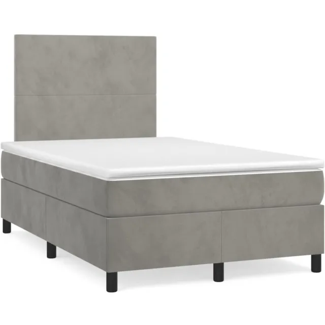 vidaXL Boxspring met matras fluweel lichtgrijs 120x190 cm grijs