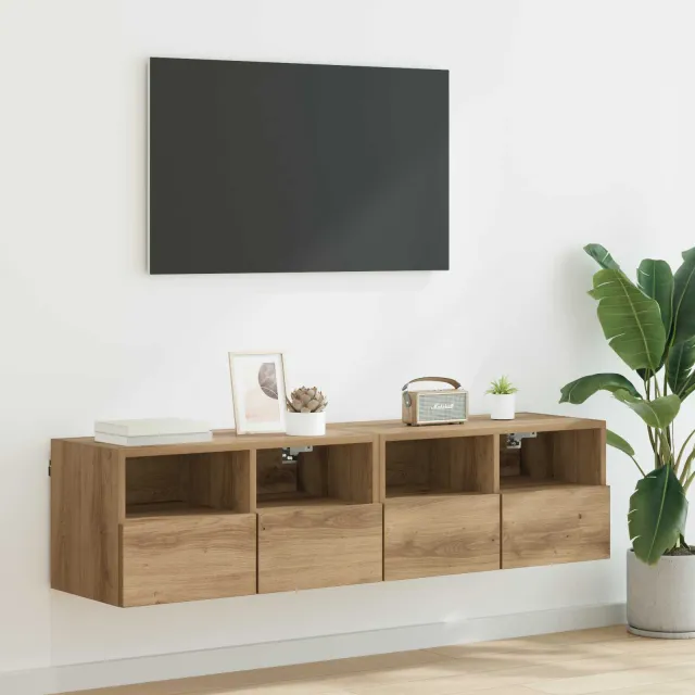vidaXL TV Wandkasten 2 st Artisan Eiken Bewerkt hout, foto 2
