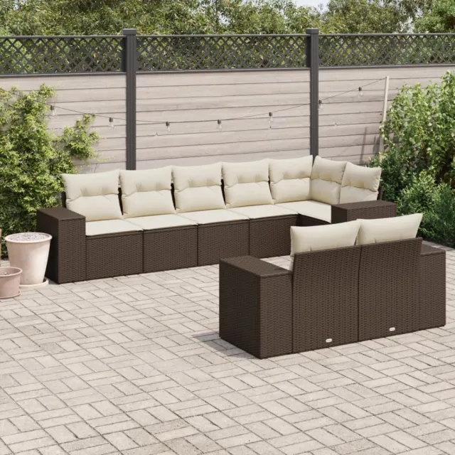 vidaXL 8-delige Loungeset met kussens poly rattan bruin, foto 2