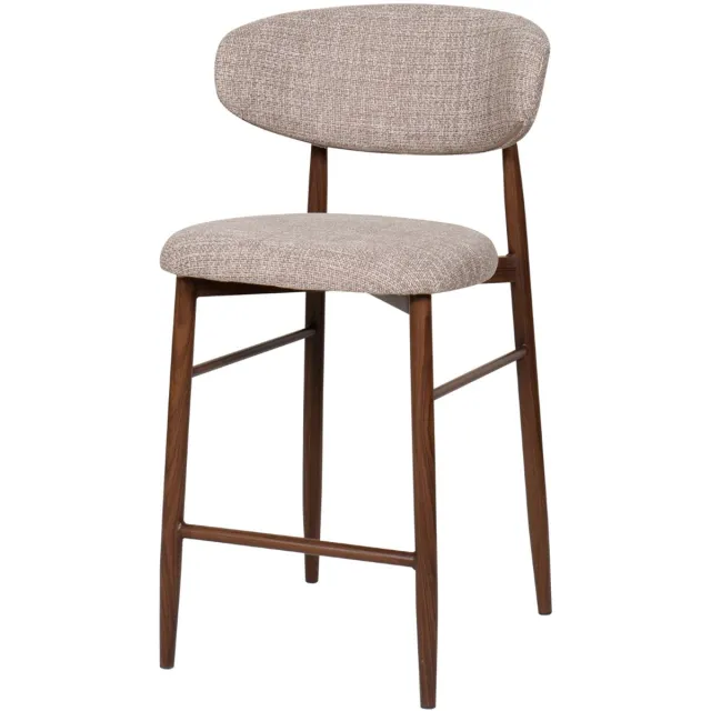 Giga Meubel Barstoel Alexia - Taupe/Walnoot - Set van 2