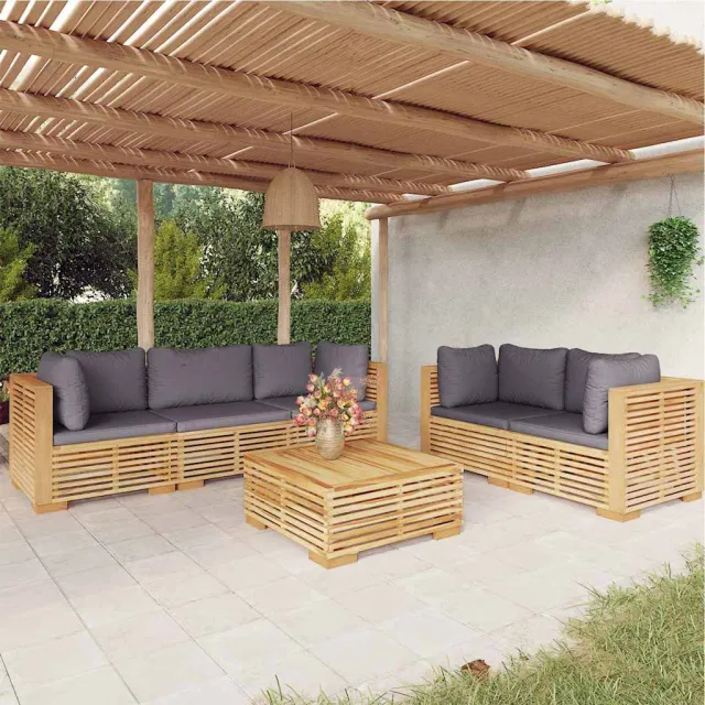 vidaXL 6-delige Loungeset met kussens massief teakhout bruin, foto 2