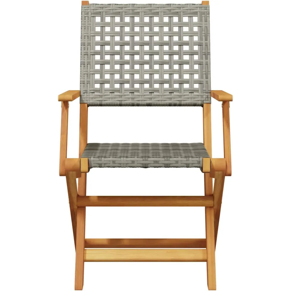 vidaXL 3-delige Bistroset poly rattan en massief hout grijs, foto 4