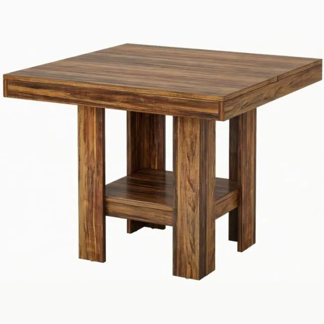 REDOM Vierkante eettafel 80x80 cm - MDF tafelblad en onderste plank - Bruin