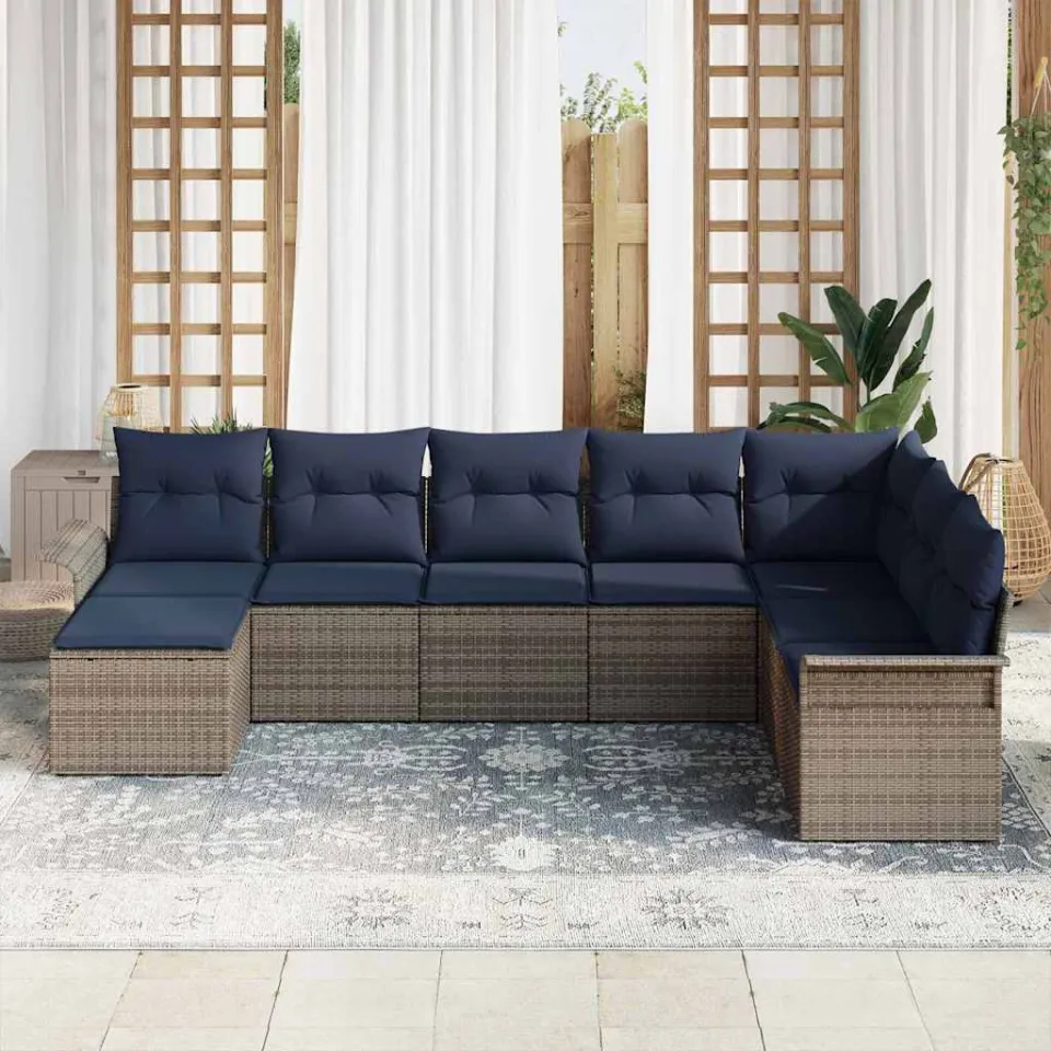vidaXL Tuin Sofa Set 8 st Lichtgrijs Poly riet grijs, foto 3
