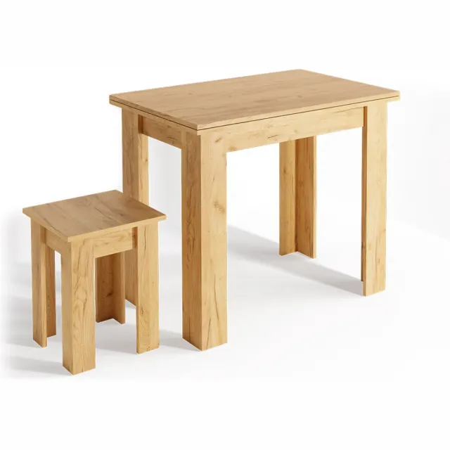 Vicco Roman Eettafel met stoel – 60 x 90 cm Krachtige eik goud Goudkleurig Eiken
