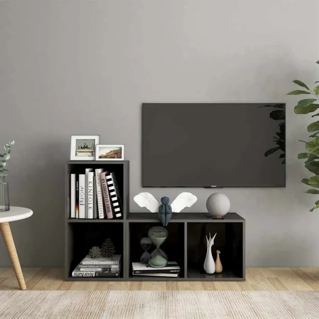 vidaXL Tv-meubelen 2 st 72x35x36,5 cm bewerkt hout hoogglans grijs, foto 2