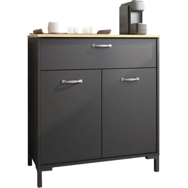 Gamillo Furniture Keukenkast Fano 90 cm hoog antraciet/zwart