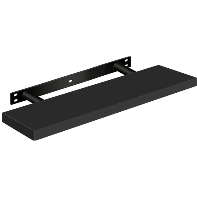 Hüsq zwevende Wandplank – 80 cm lang – met montage pluggen en vijzen – Boekenplank in hout - zwart