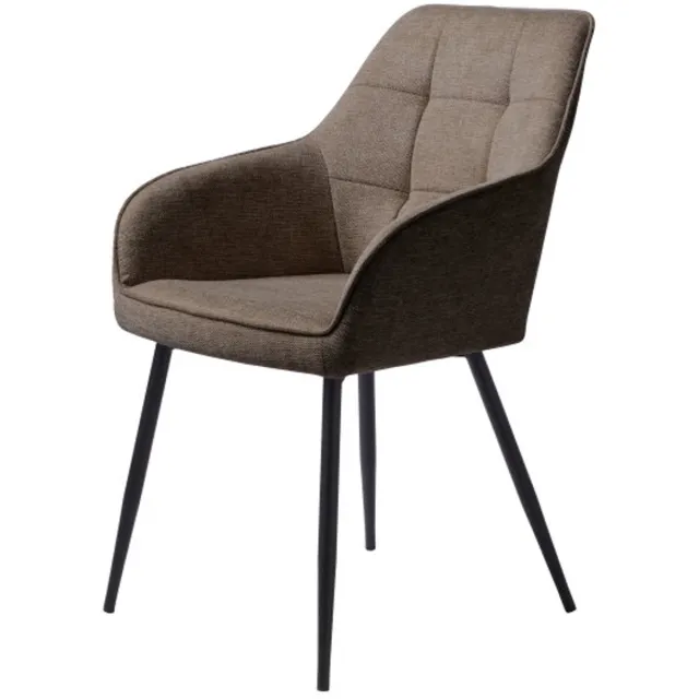 Meubelplaats NOLAN ARMCHAIR SQUARE DARK GREY PU - eetkamerstoelen set van 2 Naturel