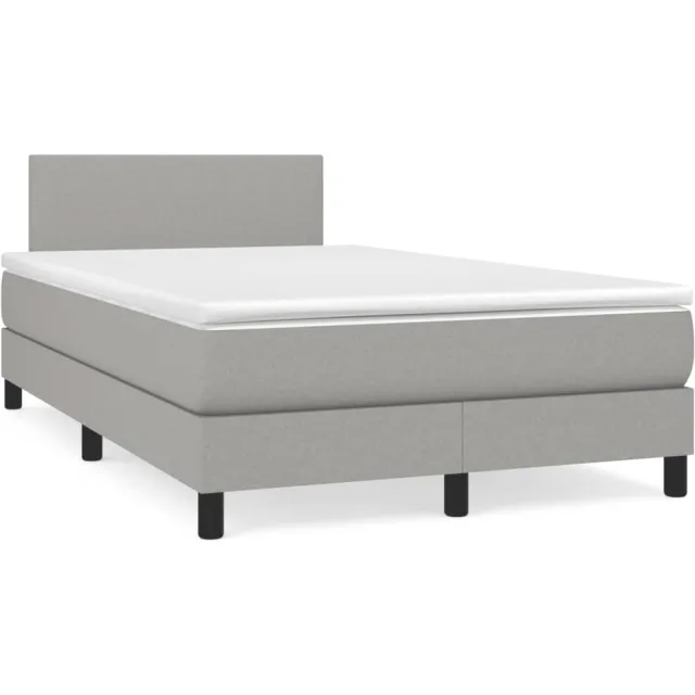 vidaXL Boxspring met matras en LED stof lichtgrijs 120x190 cm grijs