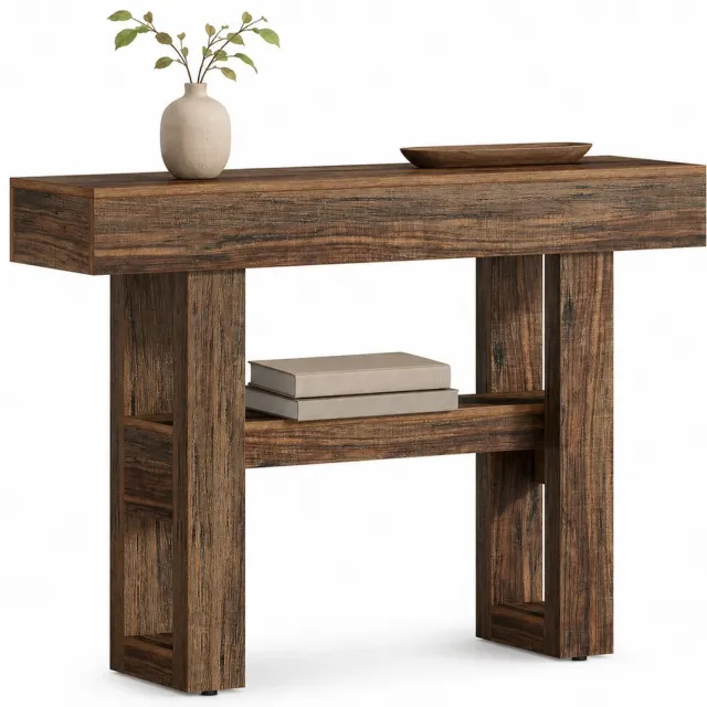 DMG Supply Consoletafel - 2 Niveaus - 105 x 30 x 80 cm - Donkerbruin - Plaatmateriaal