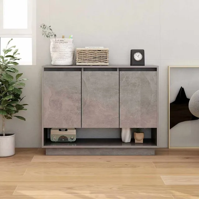 vidaXL Dressoir 97x31x75 cm bewerkt hout betongrijs grijs, foto 2