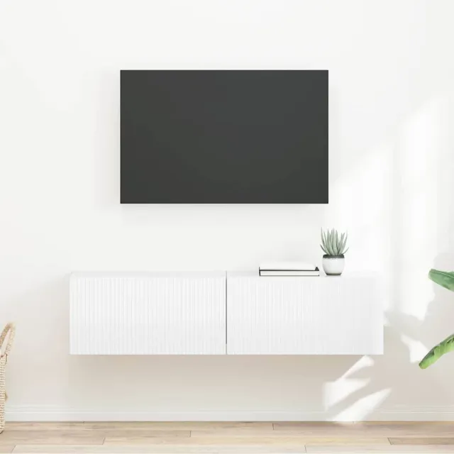 vidaXL TV Wandkast 2 st Glanzend Wit Bewerkt hout, foto 2