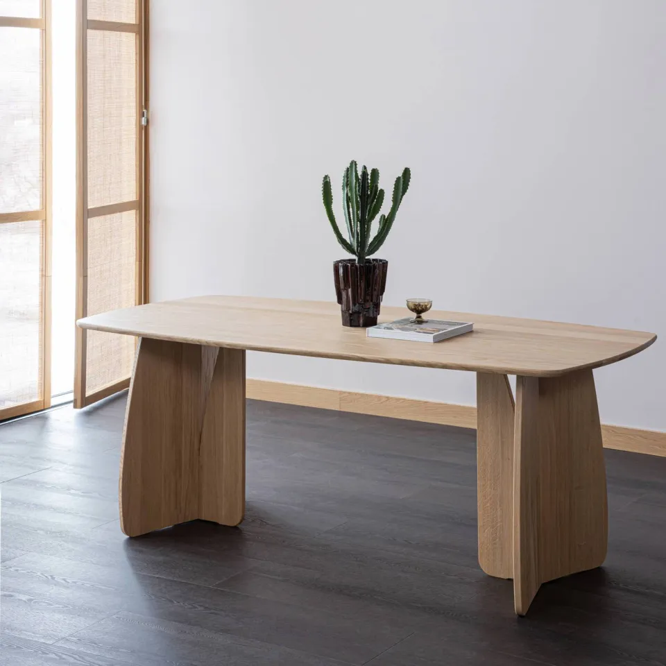WOOOD Veere Eettafel - Massief Eikenhout - Naturel - 180 x 100, foto 3