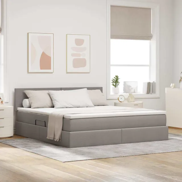 vidaXL LED Opslagbed met Matras Taupe 180 x 200 cm Stof