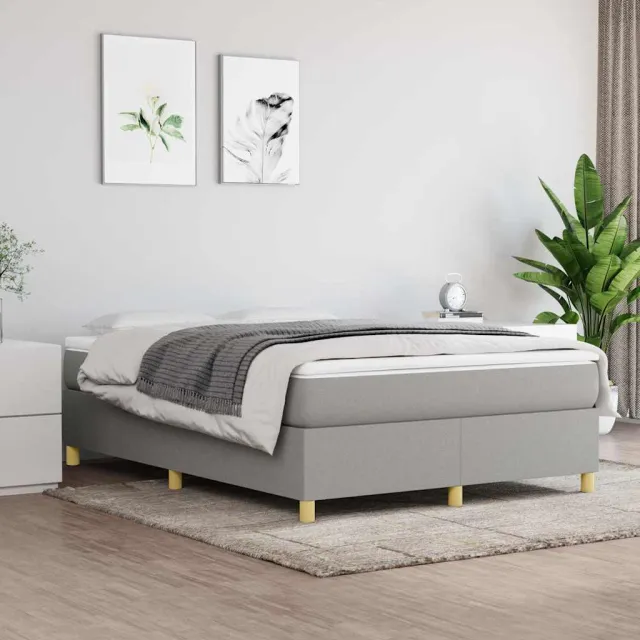 vidaXL Boxspring met matras stof lichtgrijs 140x190 cm grijs